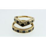 Two 9 ct gold sapphire and chip diamond rings, 3.5 gm