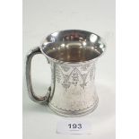 A silver christening mug with engraved decoration, 8cm high, Birmingham 1906, 105 grams