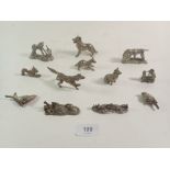 A group of silver plated miniature animals