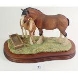 A Border Fine Arts model of a Mare and Foal with trough 'Spring Pastures'.