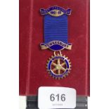 A Rotary silver enamel medal, past president Tewkesbury.