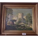 Trevor Hoskins - oil on board, Chepstow Castle, 23 x 29cm