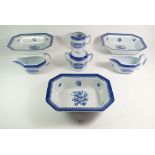 A set of three Spode Springfield rectangular serving dishes, a jug, sugar bowl and two sauce boats
