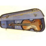 A 19th century French Viola, cased with two bows