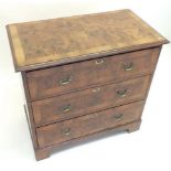 A Gerogian style walnut chest of three drawers, 81 x 44cm