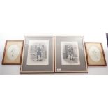 Two Charles Dickens oval prints 18 x 13.5cm and two other Charles Dickens prints 29 x 23cm