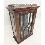 An Edwardian rosewood vitrine wall display cabinet with single glazed door 42cm x 22cm x 61cm