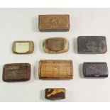 A collection of eight various 19th century horn and other snuff boxes