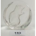 Mats Jonasson lead crystal chipmunk paper weight boxed and with label