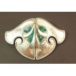 A William Hail Haseler, silver buckle in Arts & Crafts style with enamel decoration, now converted