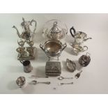 A box of silver plated items including muffin dish