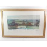 A goucache titled on the back 'Hegdon Hill', indistinctly signed, possibly Simmonds, 29 x 60 cm