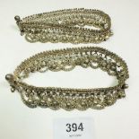 Two Indian white metal ankle bracelets
