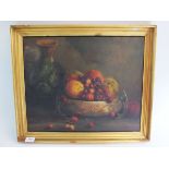 A mid 20thC oil on canvas - still life of fruit, signed 'G. Bulcke', possibly Belgian artist Guy van