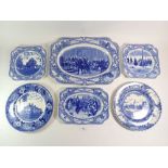 A Crown Ducal 'Colonial Times' set of serving plates comprising: meat plate printed 'Signing of