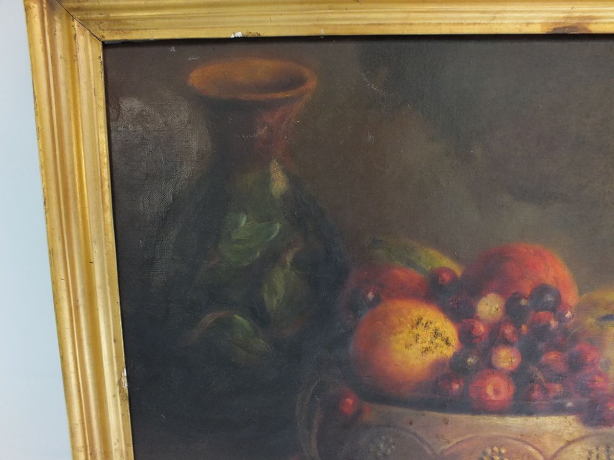 A mid 20thC oil on canvas - still life of fruit, signed 'G. Bulcke', possibly Belgian artist Guy van - Image 4 of 5