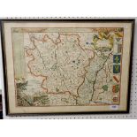 An antique map of Alsace Lorraine in France, 39cm by 53cm.