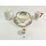 A Royal Worcester cup and saucer, a Worcester cream jug, matched pot and cover etc