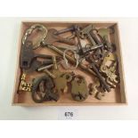 A selection of various clock keys and other 19thC keys.
