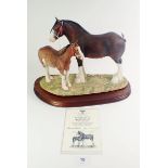 A Border Fine Arts model B0404 'Best at Show' of a Clydesdale mare and foal - ltd ed. 845 of 950