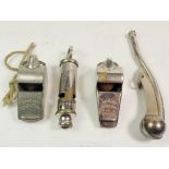 Two ACME whistles, a Metropolitan and a Bosuns whistle