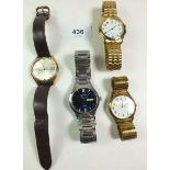 Four wristwatches to include a Seiko 26 jewels weekdater, an Accurist WR50, a Sekonda, a Citizen