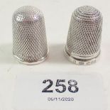 Two Charles Horner silver thimbles