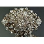 A late Victorian old cut diamond set brooch of oval domed form, 4 cm x 3 cm , 11.2 gm