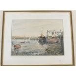 M Max Greenwell ? watercolour harbour scene 31 x 44cm