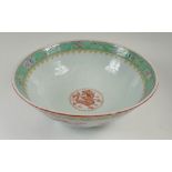 A Chinese porcelain bowl painted dragons and clouds with hairline crack, 28 cm diameter