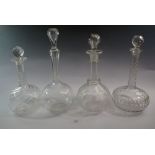 Four late 19thC glass decanters.