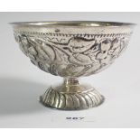 A Dutch silver bowl with embossed floral and leaf decoration, 12.5cm diameter, 146g