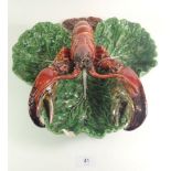 A Portugese Majolica large lobster dish 32 x 37cm