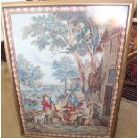 A large Chinese Belgium style tapestry by framed Man Fong (no label), 115 x 8 cm