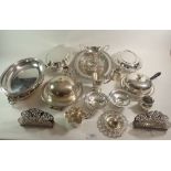 A quantity of silver plate items including serving dishes