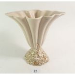 A Clarice Cliff Art Deco gilded and cream flower vase, 20cm.