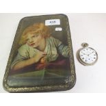 A Samuel 'Non Magnetic Lever' pocket watch and a Cadbury's 'Child with an Apple' chocolate tin