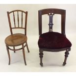 A Victorian slope back chair and a Bentwood chair