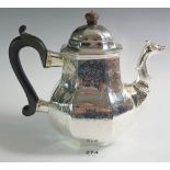 A French octagonal antique silver teapot with griffin spout, 585g, 17.5cm tall, Paris marks