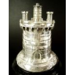 A large novelty silver cigar lighter in the form a castle, London 1878, maker SS 13cm H x 12cm