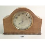 A Bensons lightwood mantel clock