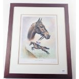 Caroline Cook - print of Best Mate race horse from Henrietta Knight, signed 36 x 27cm