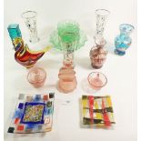 A selection of various mid century glassware to include Murano swan