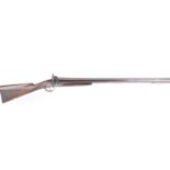 (S58) 12 bore Percussion 'Live Pigeon' double sporting gun, English, 31 ins brown damascus