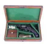 (S58) Cased 80 bore Webley Bentley Percussion Revolver, 4½ ins octagonal barrel with blade