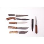 6 x various sheath knives wood and antler handles including Ontario Knife Co. 6 ins butcher knife (