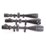 4-12 x 44 AC Airmax by Hawke scope with mounts; 6-24 x 50 AOEG scope with mounts; 4-12 x 56 scope