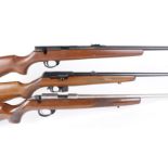 (S1) Three rifles: .22 BRNO Model 581 semi automatic, 22 ins threaded barrel, open sights, 5 shot