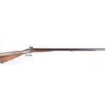 (S58) 18 bore Continental double percussion sporting gun, 30½ ins damascus barrels the breech with