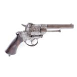 (S58) 12mm Pinfire Le Faucheux Model 1854 double action revolver, 130mm (5 ins) round sighted barrel